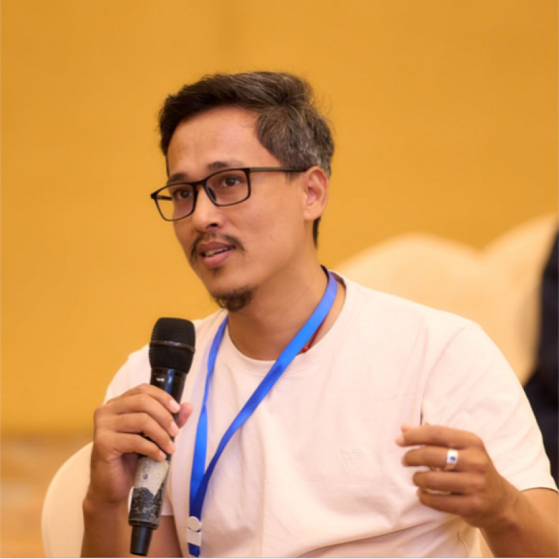 Tara Gurung, co-founder of Jyaba, speaking at an event